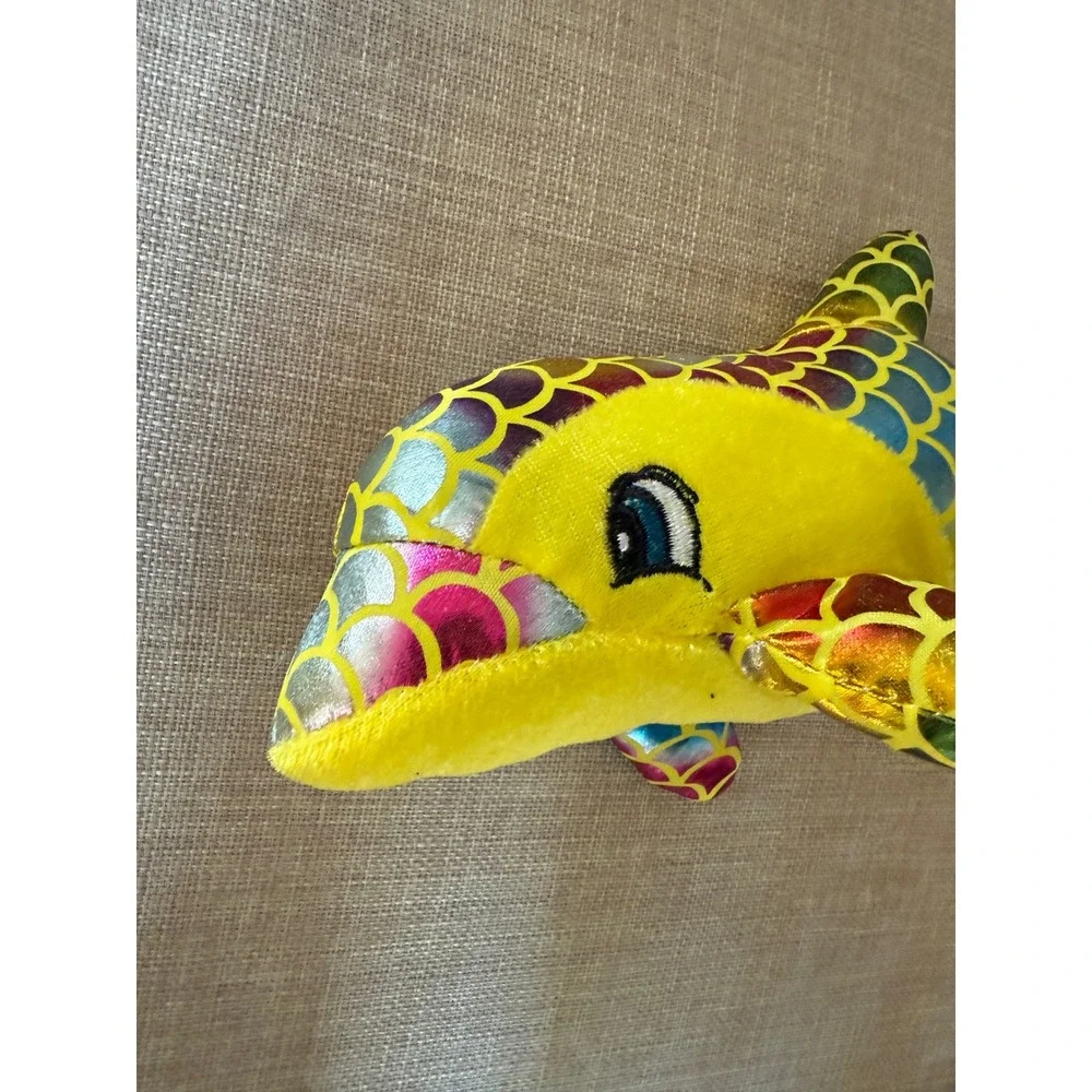 UNBRANDED Dolphin Plush Toy Kids Yellow Rainbow Metallic Scale 13